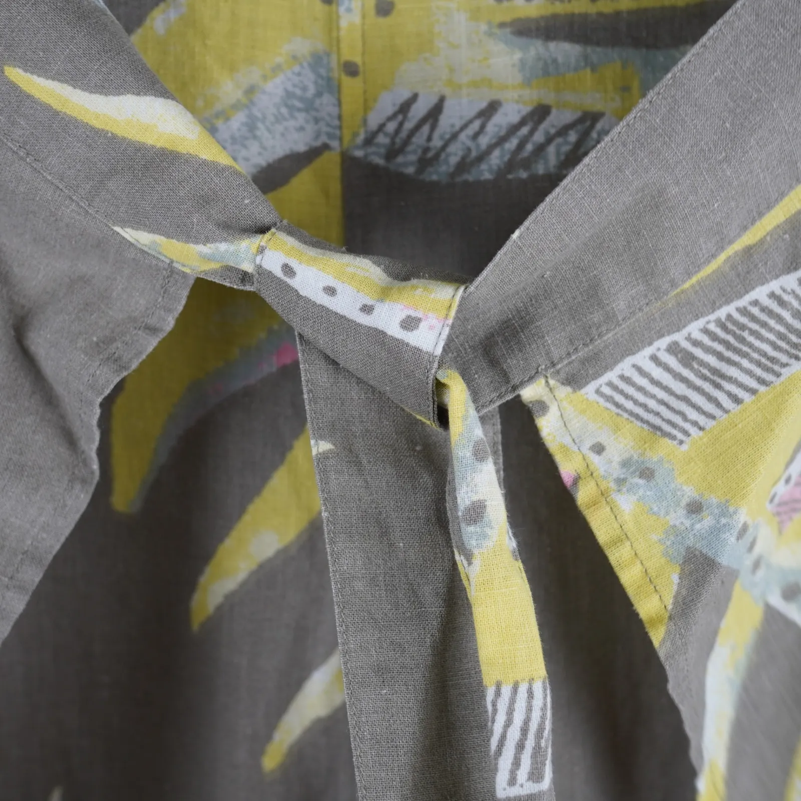 Patagonia Garden Island Hemp Wide Leg Pants Womens M Linen Leaf Print Tie Waist - Image 6