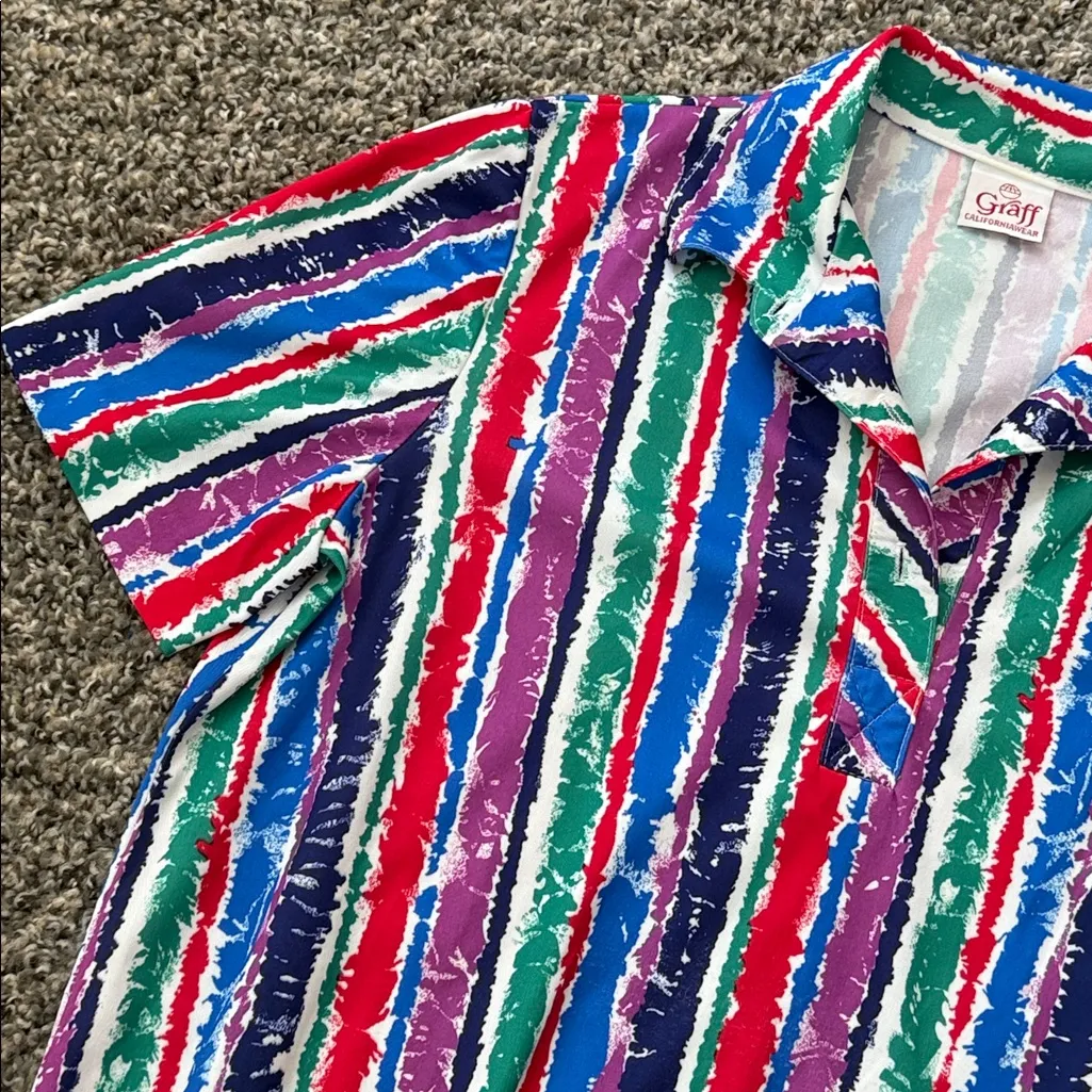 Vintage Graff Multicolor Striped Shirt Red - Image 4
