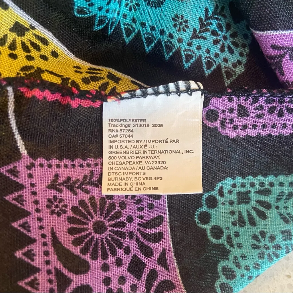 Multicolor Papel Picado Sheer Scarf Sugar Skulls Colorful Rainbow Banners Black - Image 7