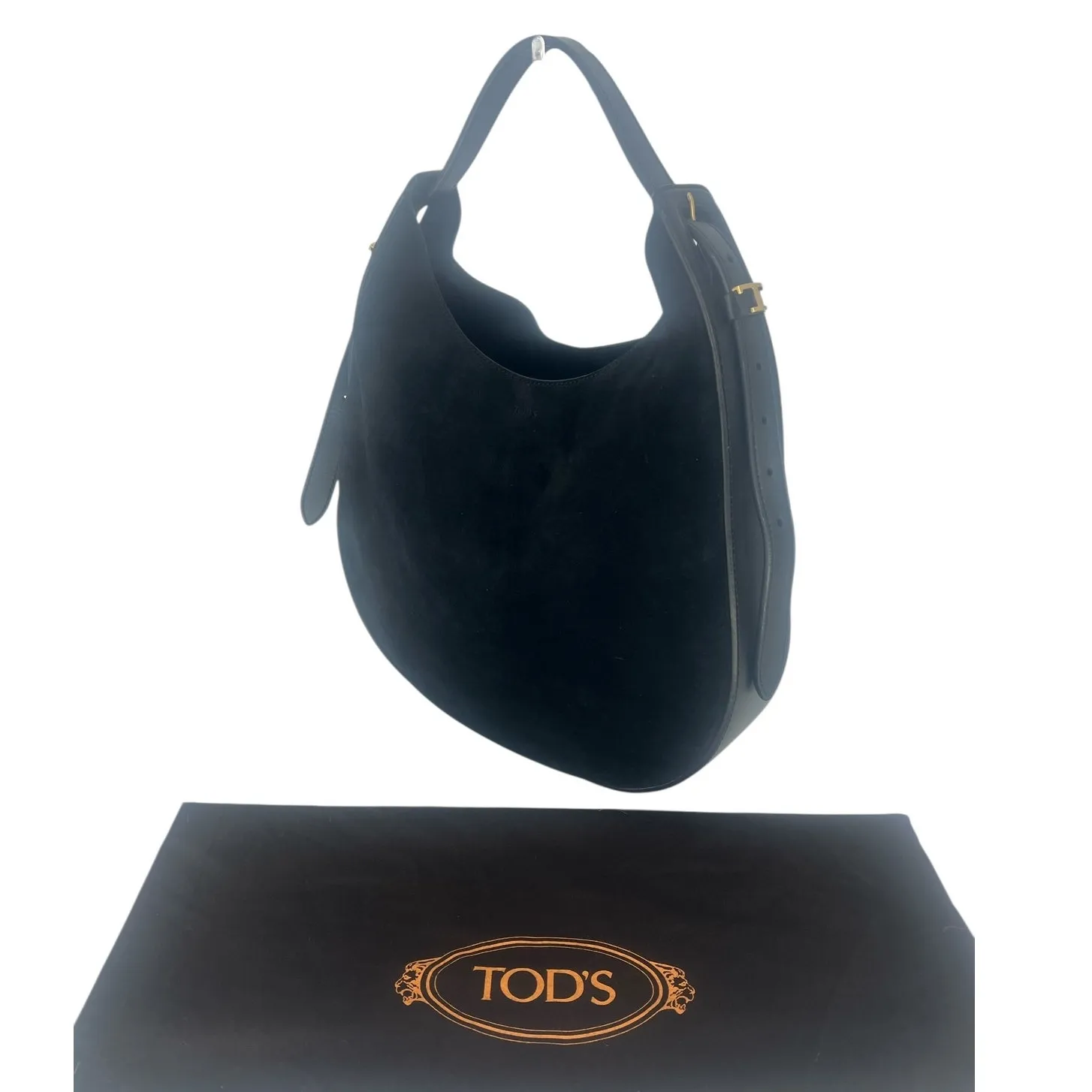 Tod’s Oboe Large Black Suede and Leather Zip Tote Bag - Image 3
