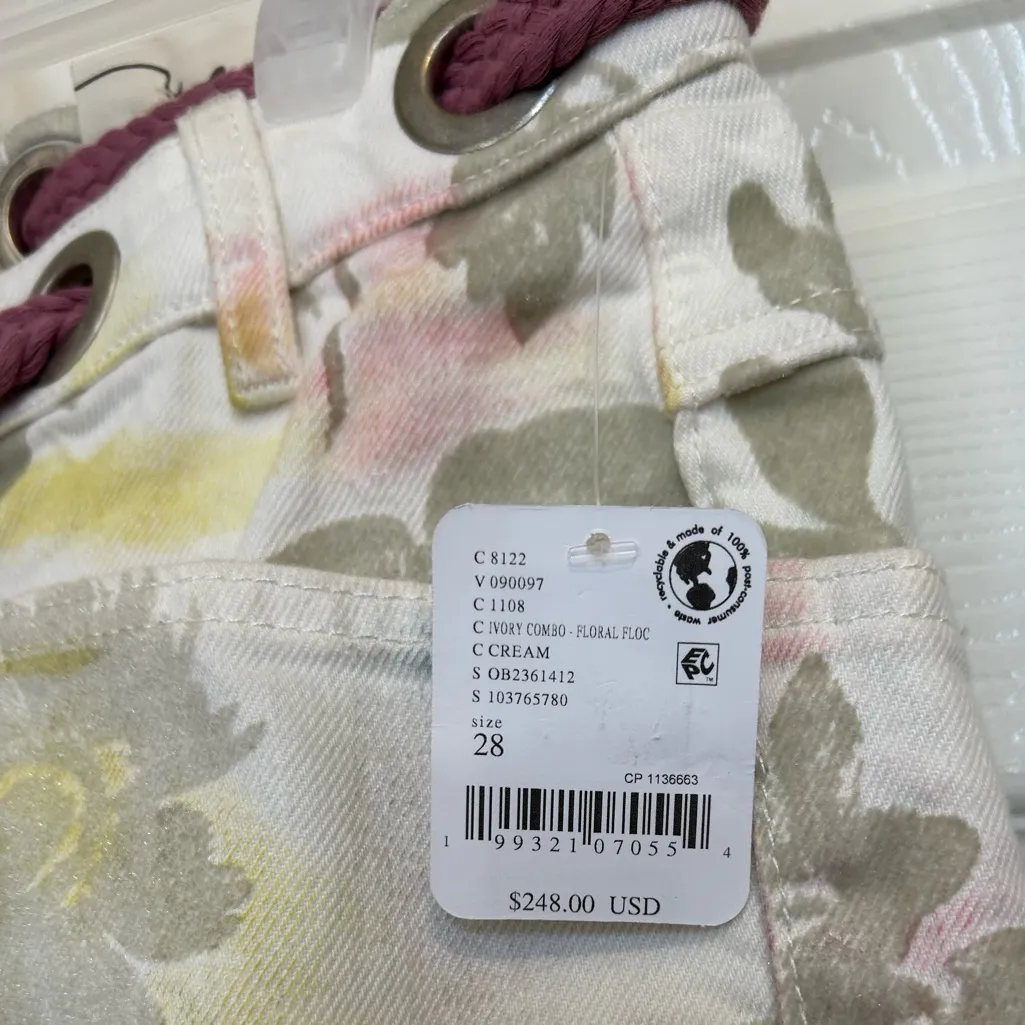 NWT we the free Moxie flocked barrel jeans 28 ivory floral oversized baggy - Image 7