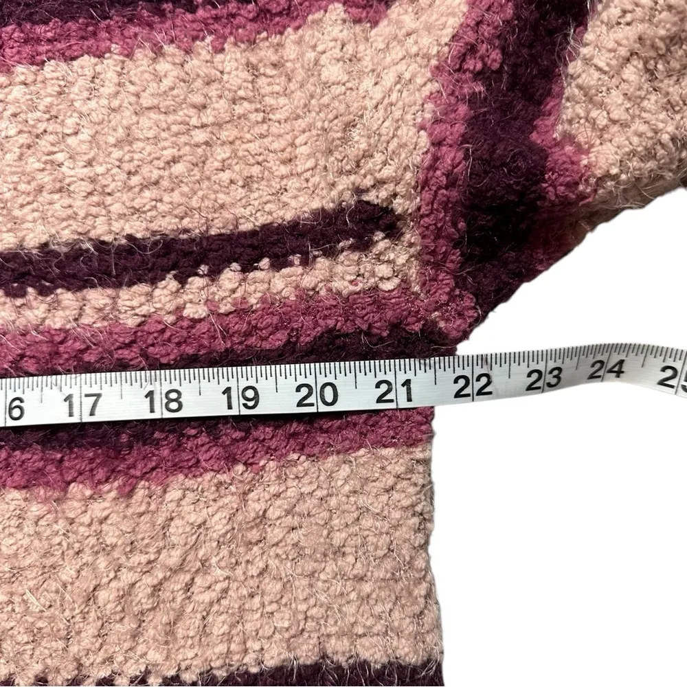 Torrid Pink Purple Stripe Fuzzy Eyelash Popcorn Crewneck Cozy Sweater M/L - Image 4