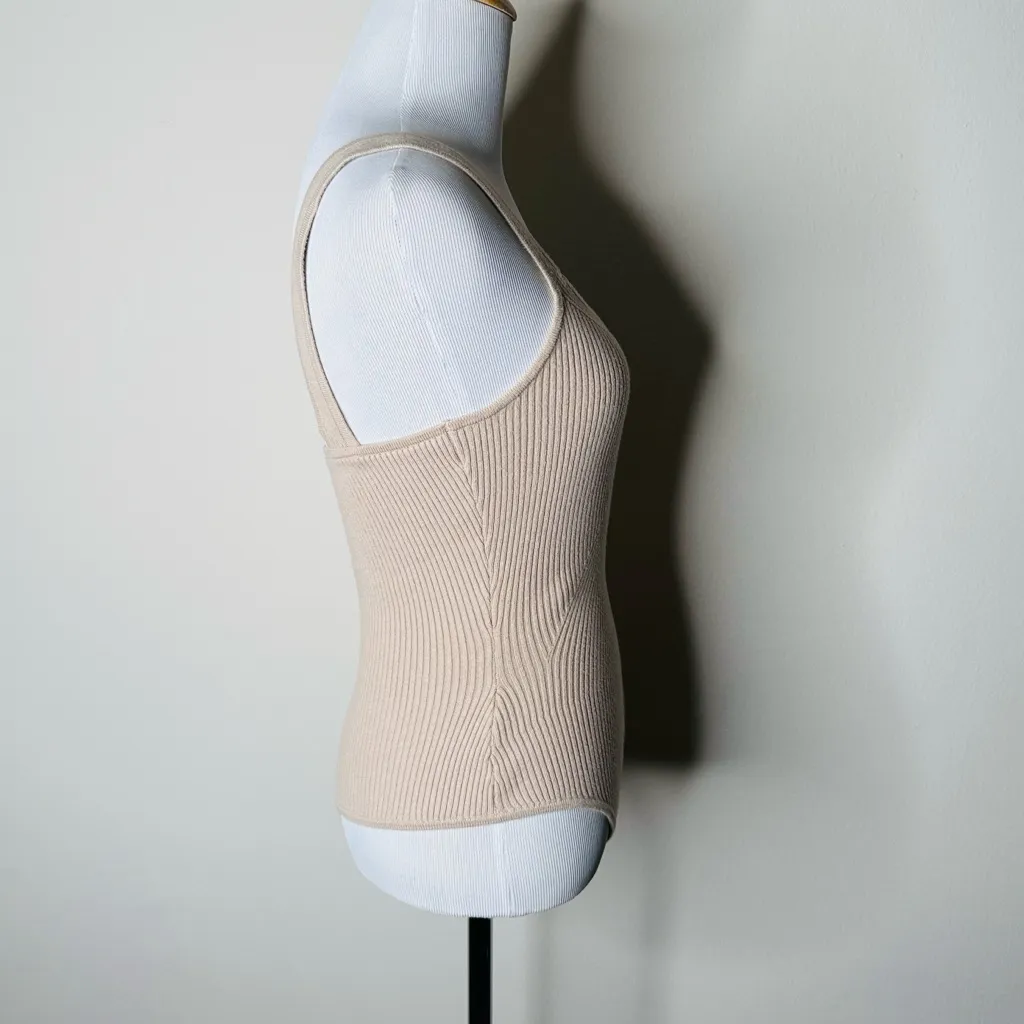 Abercrombie Tan Ribbed Seamless V-Neck Bodysuit - Image 4