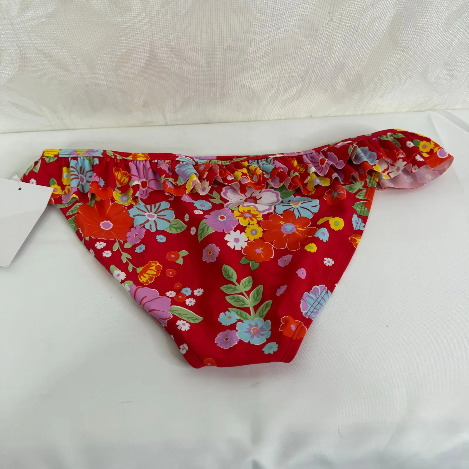 CALIFORNIA SUNSHINE Red Floral Bikini Ruffle Hipster Bottom NWT - Image 8