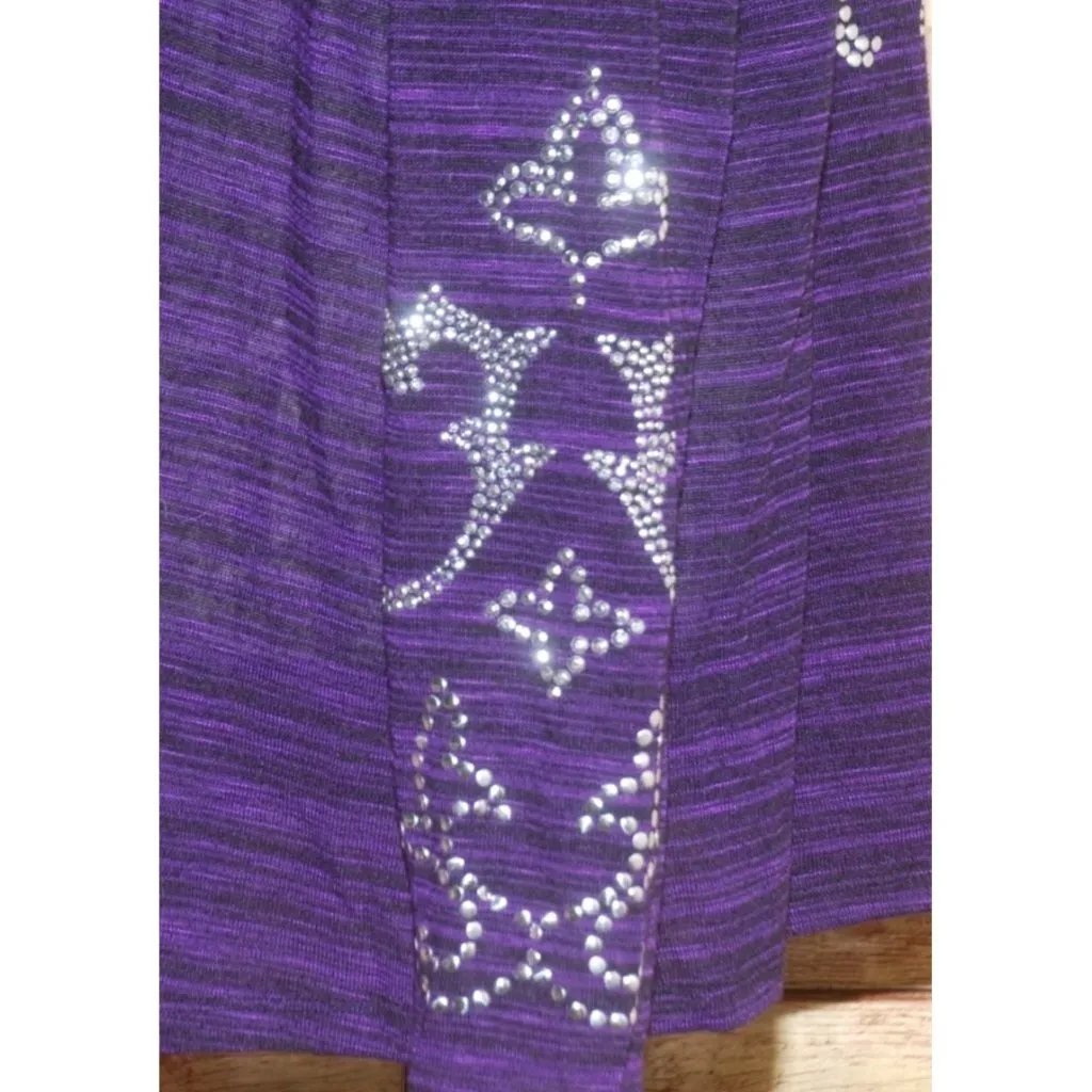 Unique Absolutely Famous Purple Open Front Cardigan Sweater Size L Studded Back - Image 8