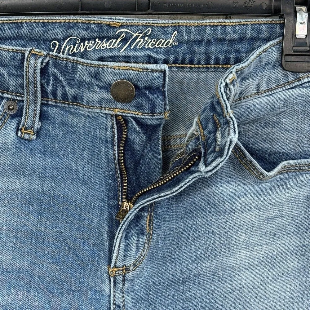 Universal Thread SZ 0/25 Kick Boot Crop Jeans Hi-Rise Zip-Fly Stretch Frayed Hem - Image 6