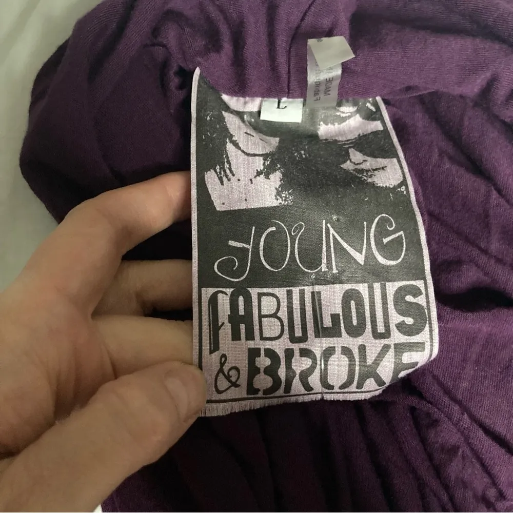 Young Fabulous & Broke Purple and White V-Neck Bodycon Tie Dye Dress Size Large - Image 7