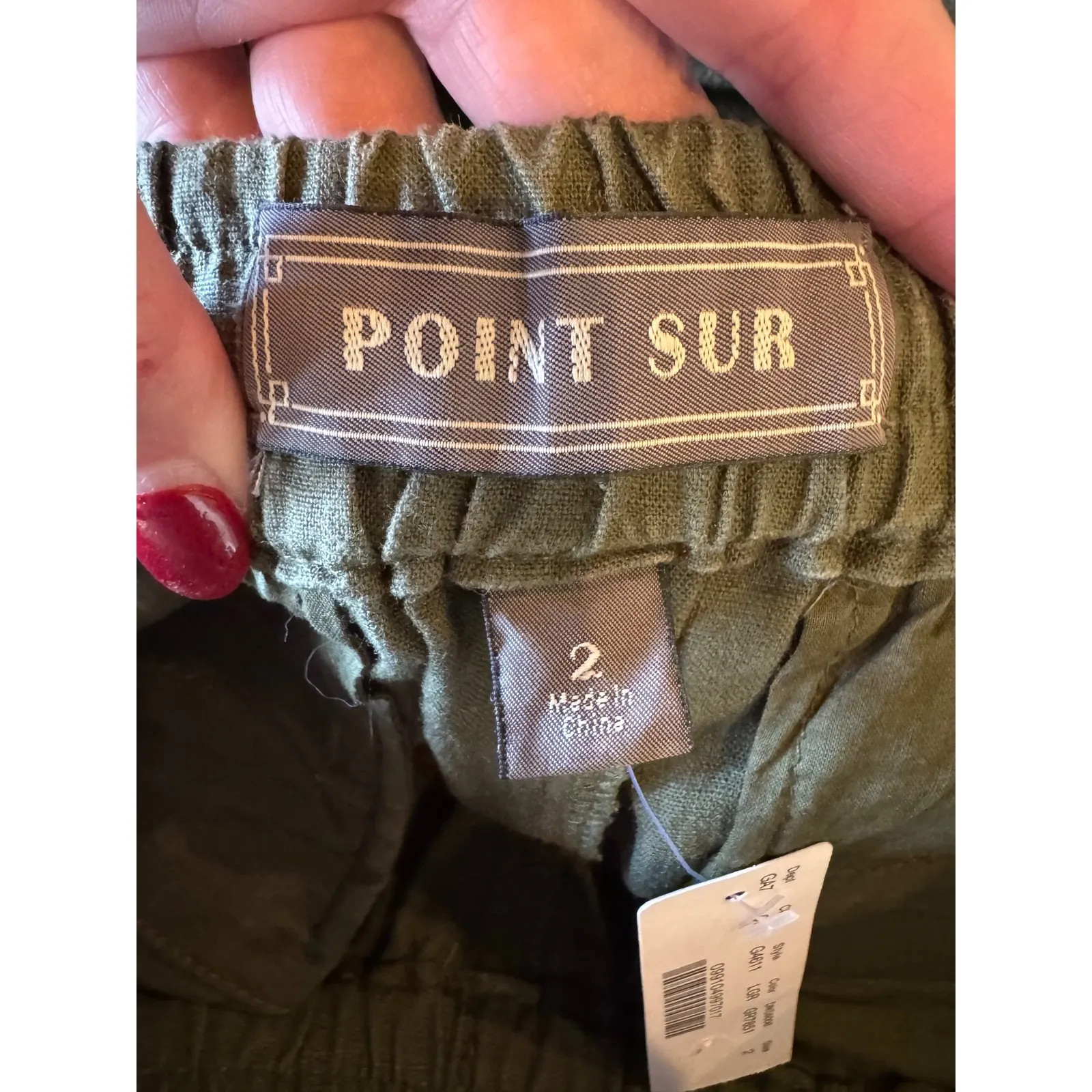 J Crew Point Sur Pants Women 2 Olive Green Linen Blend Joggers Athleisure Preppy - Image 9