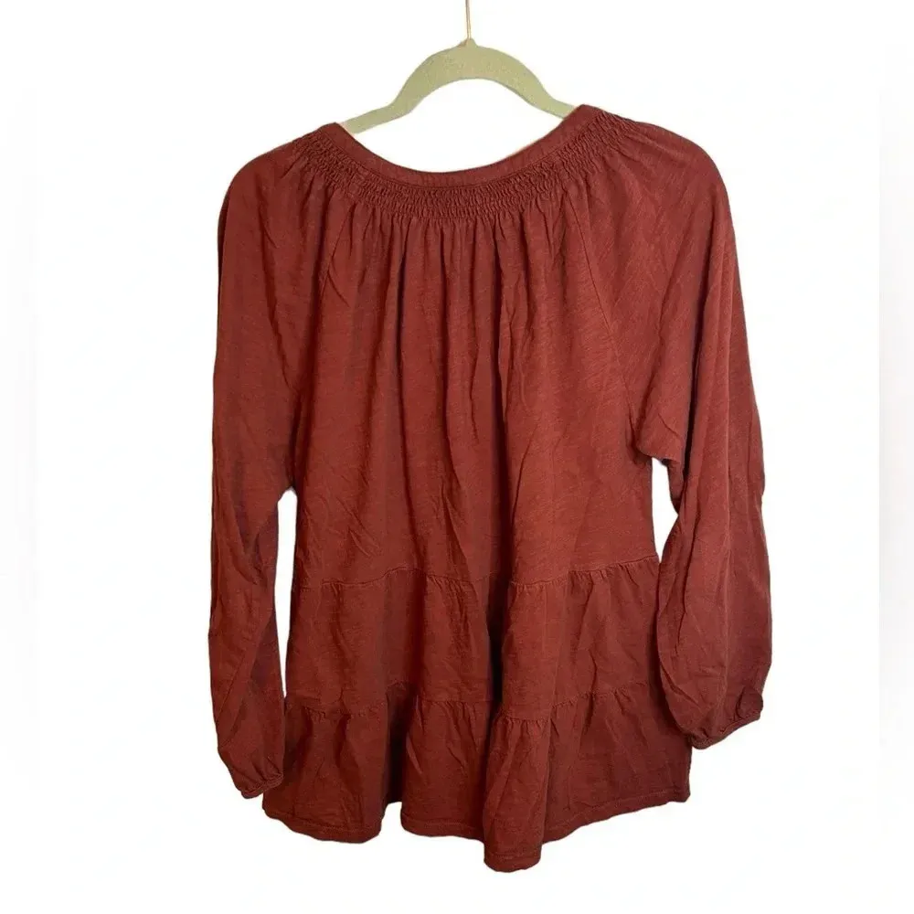 COTTON BLEU SIENNA TIERED BOHO BLOUSE Red Size L - Image 2