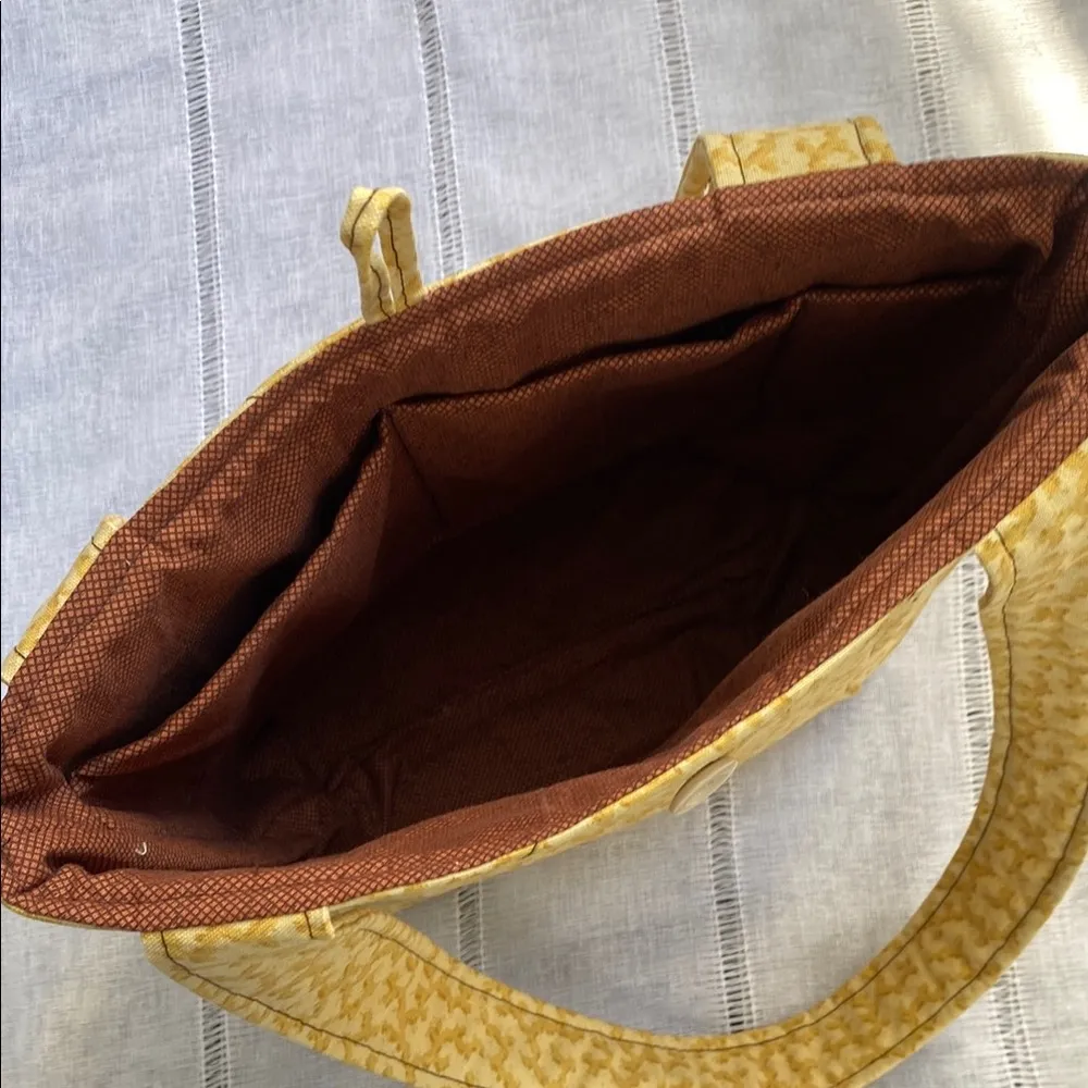 Handmade  Yellow Patterned Tote Bag. - Image 5