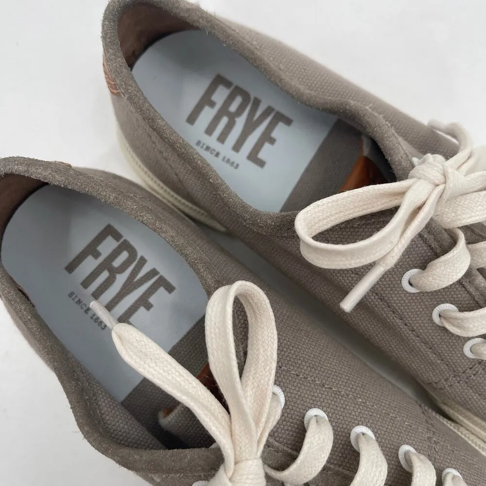 FRYE Gia Shoes Size 7 Women's Gray Canvas Lace Up Sneakers Low Top Casual Grey - Image 5
