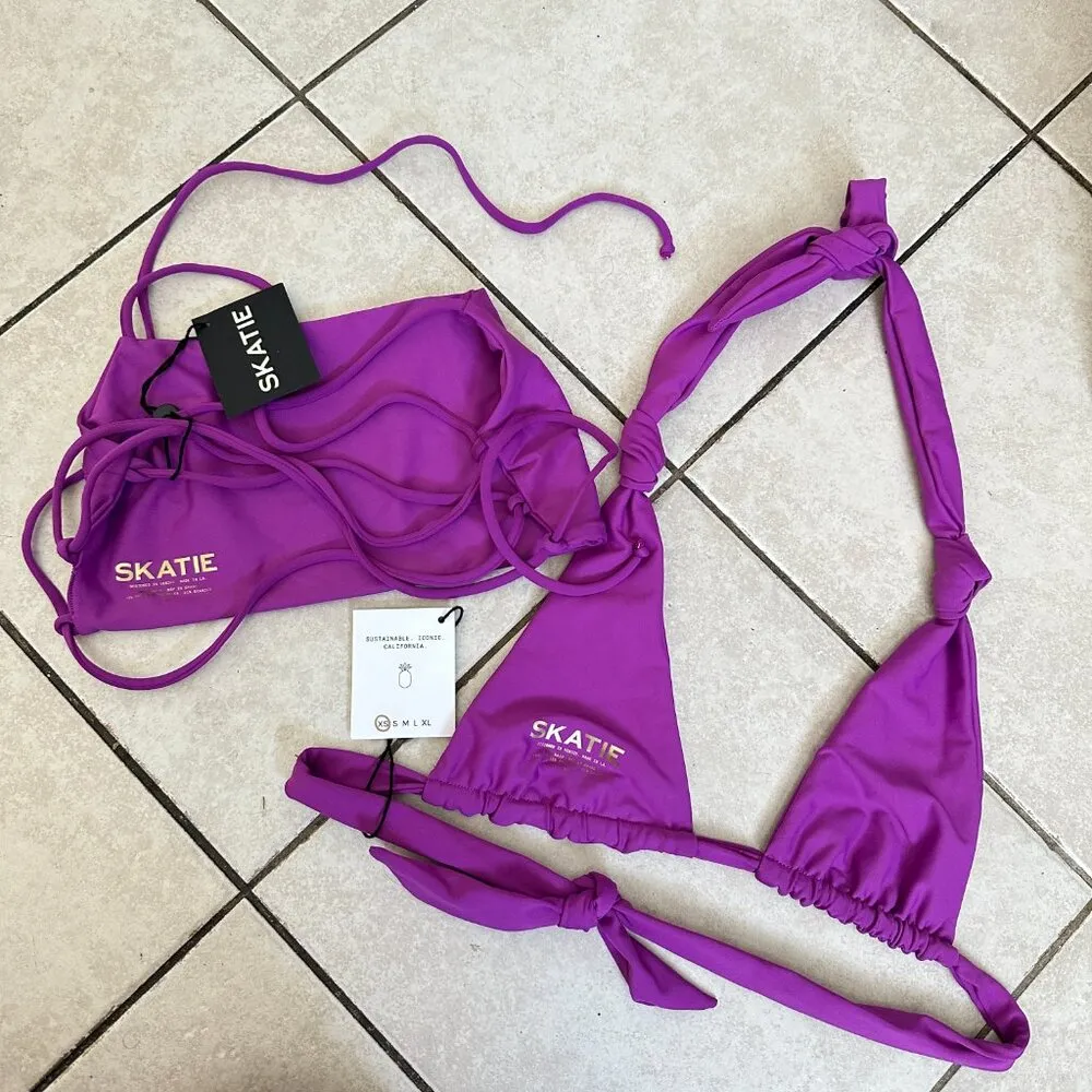 NWT‎ Skatie bikini top Darby Top neon purple size XS - Image 6