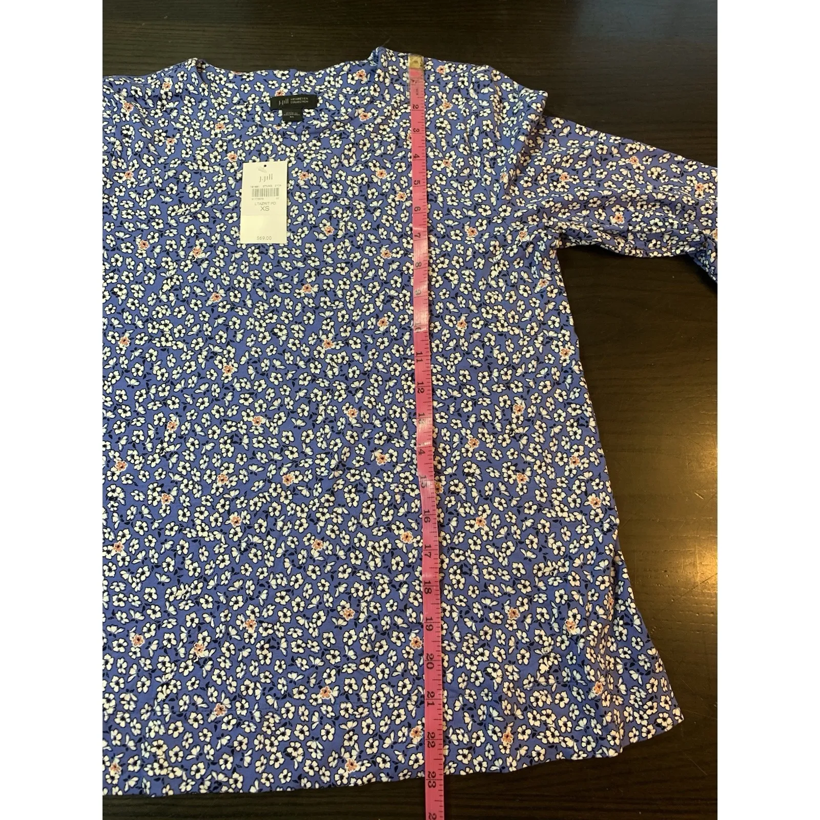 J Jill Wearever Collection XS Blue Floral Knit Tunic Top Bloomcore Church NWT‎ - Image 11
