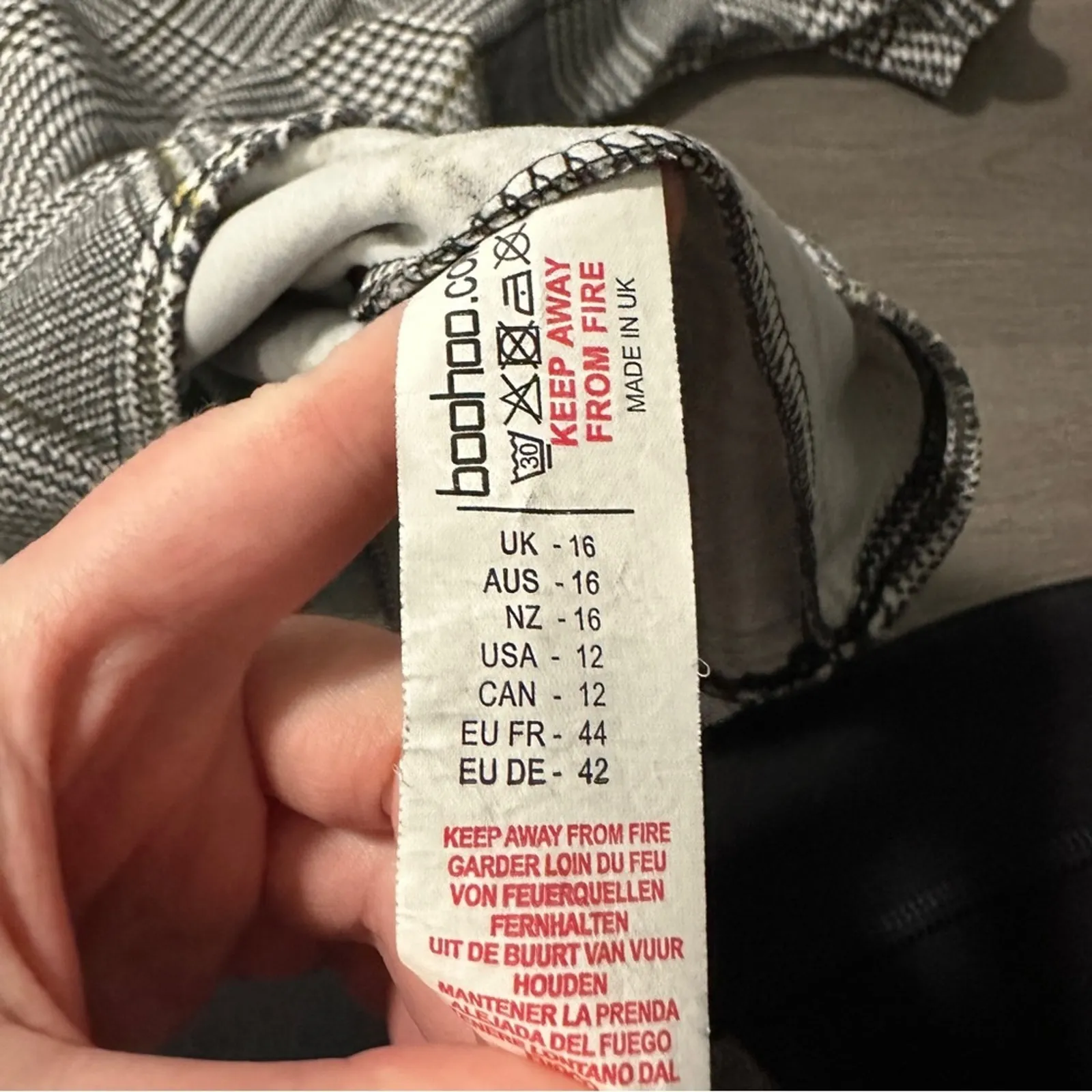 Boohoo Black & White Striped‎ Plaid Houndstooth Short Sleeve Tunic Top Size 12 - Image 6