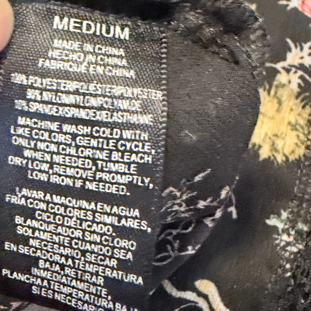 Sam Edelman Black Chiffon Lace Floral Print Robe Kimono Bohemian Medium - Image 8