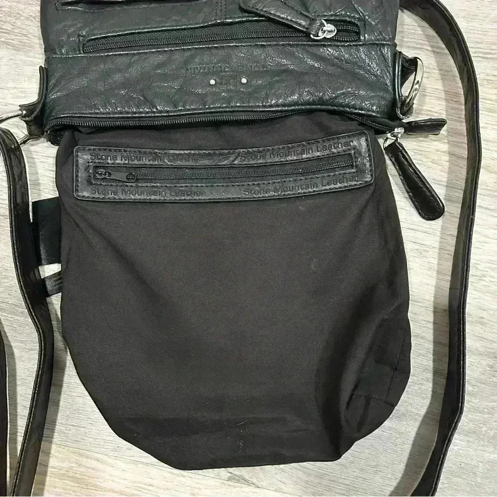 Stone Mountain Crossbody Purse Black Soft Leather Medium Shoulder Bag Adjustable - Image 9