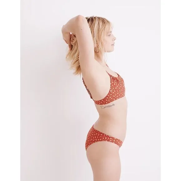 NEW Madewell Second Wave Curved-Waist Bikini‎ Bottom in Ditsy Floral, L - Image 5