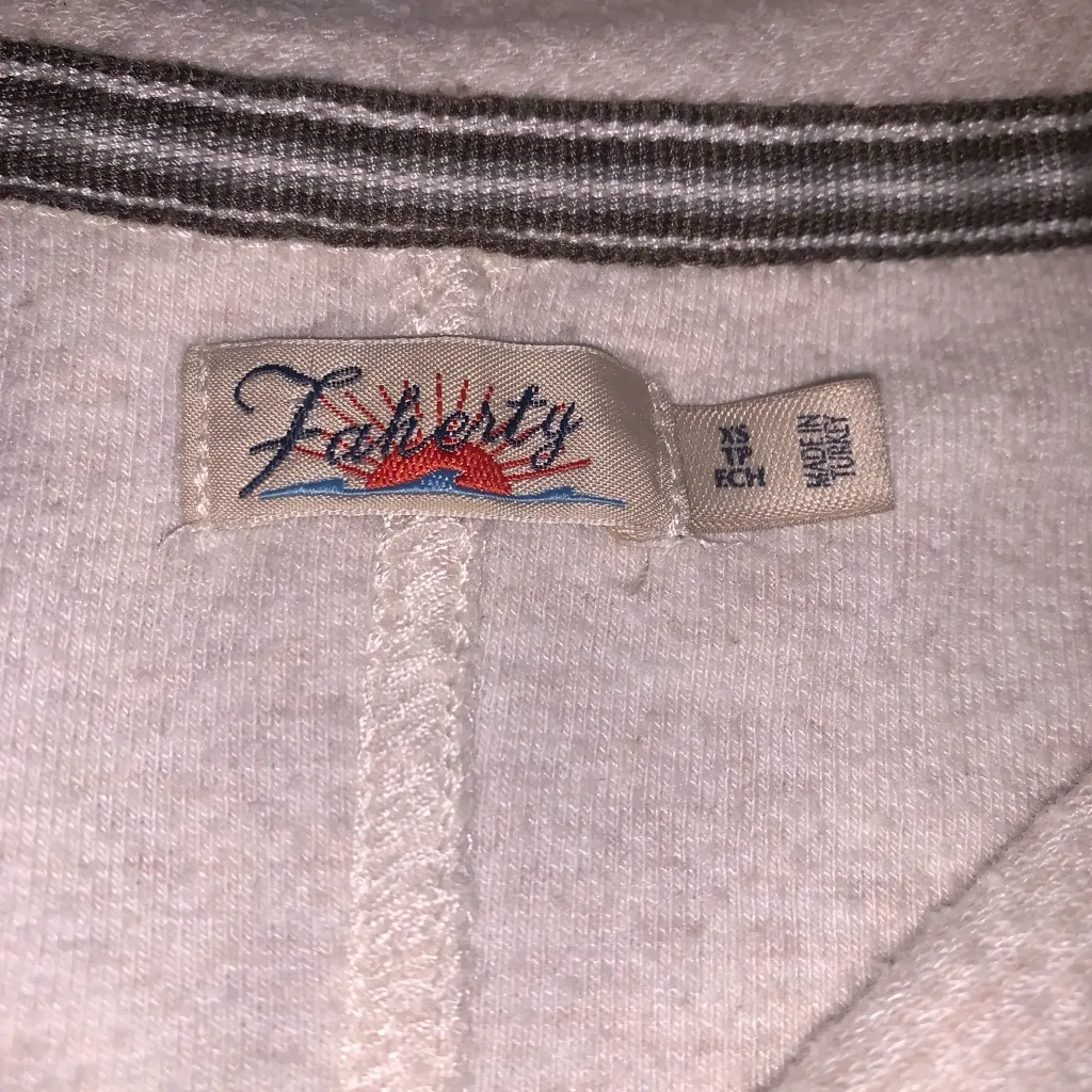 Faherty Cream Oatmeal Quarter-Zip Legend Pullover XS Jacket Overshirt Organic - Image 8