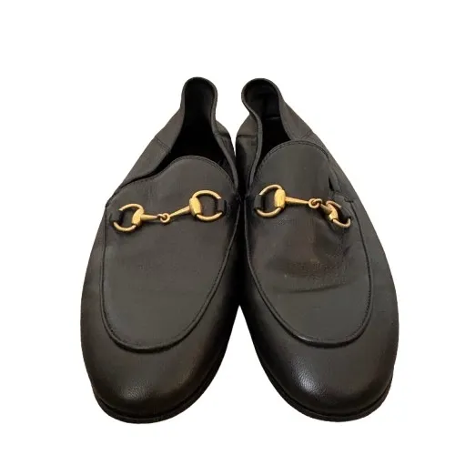 Gucci Brixton Black Leather Foldable Horsebit Loafers Classic Women's Size 38 - Image 2