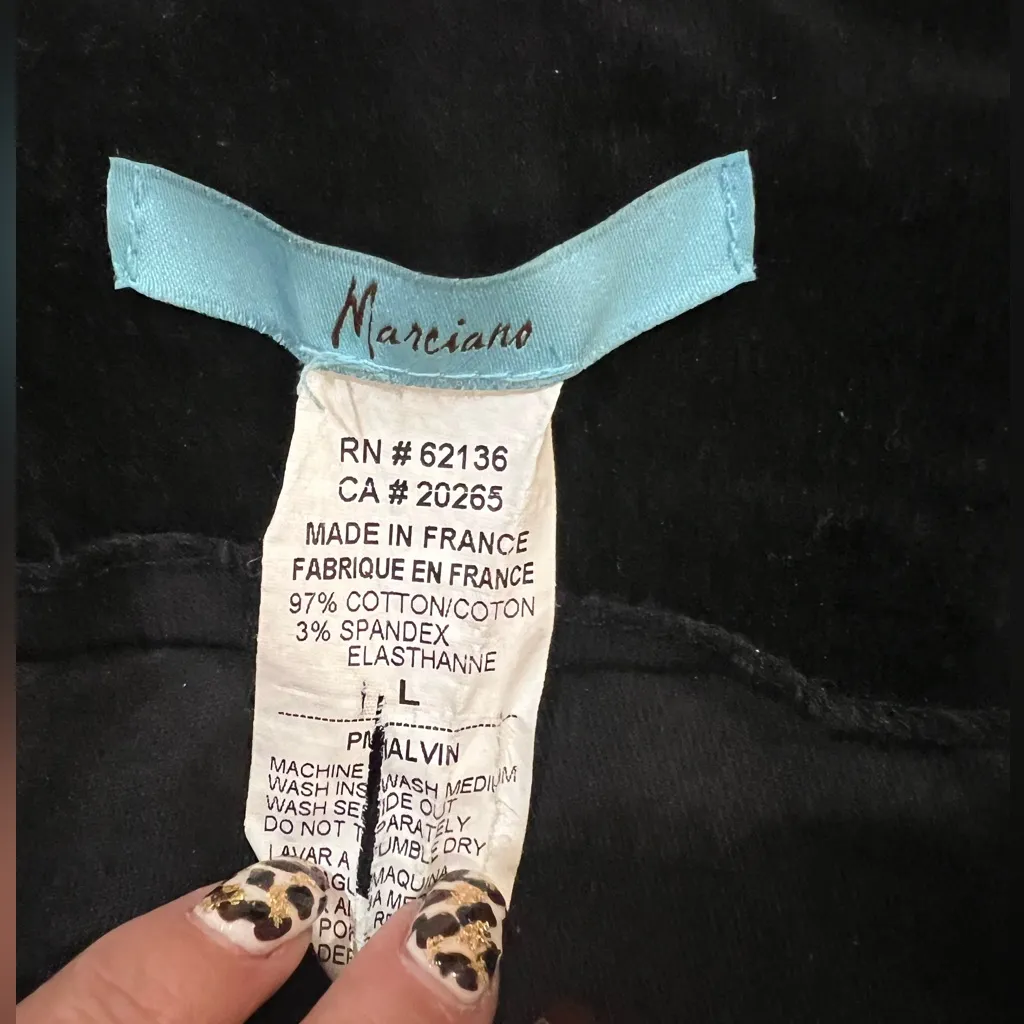 Vintage Marciano Guess Black Velvet Pants Made in France Mid Rise Bootcut Y2K - Image 5