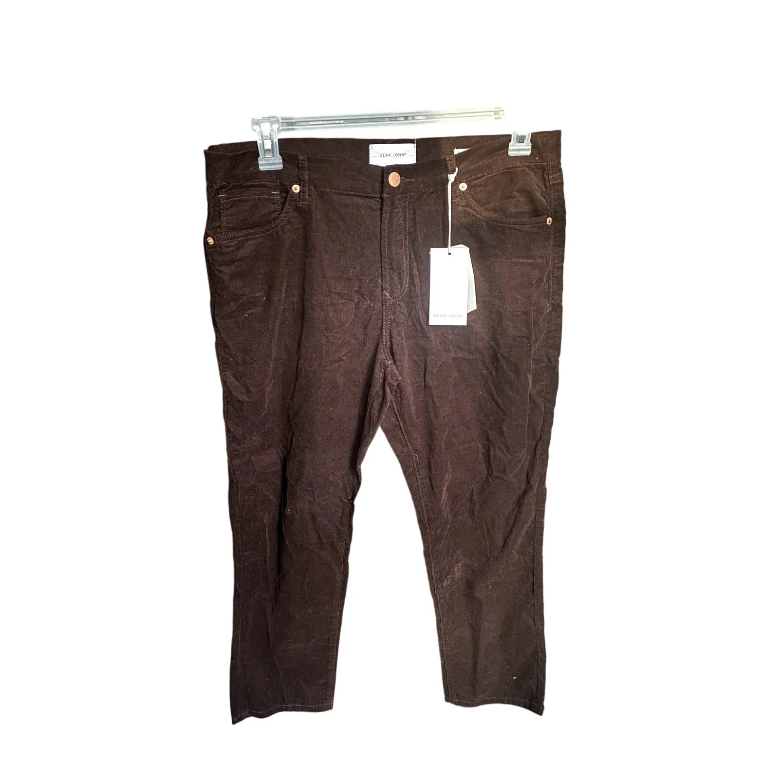 Dear John Blaire Straight Leg Mid Rise Ankle Chocolate Brown Corduroy Pants‎ 31 - Image 2