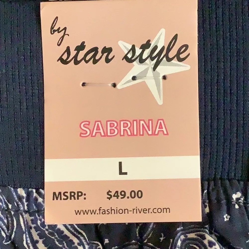 Sabrina by Star Style Size Large Paisley Print Shorts. New With Tags Blue - Image 5