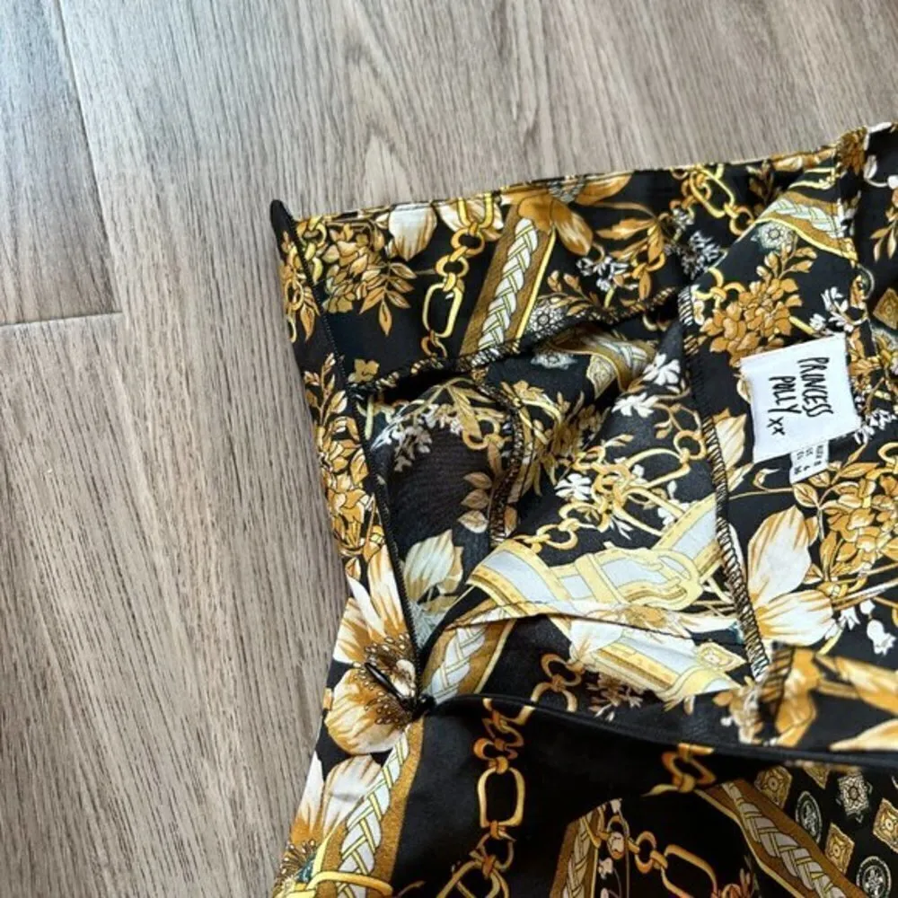 Princess Polly Gold and Black Midi Skirt Side Slit Size 4 - Image 6