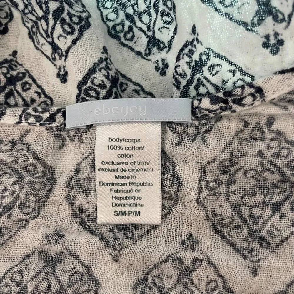 Eberjey Small Medium Top Blouse Crochet Sleeve Cover Up Beach - Image 5