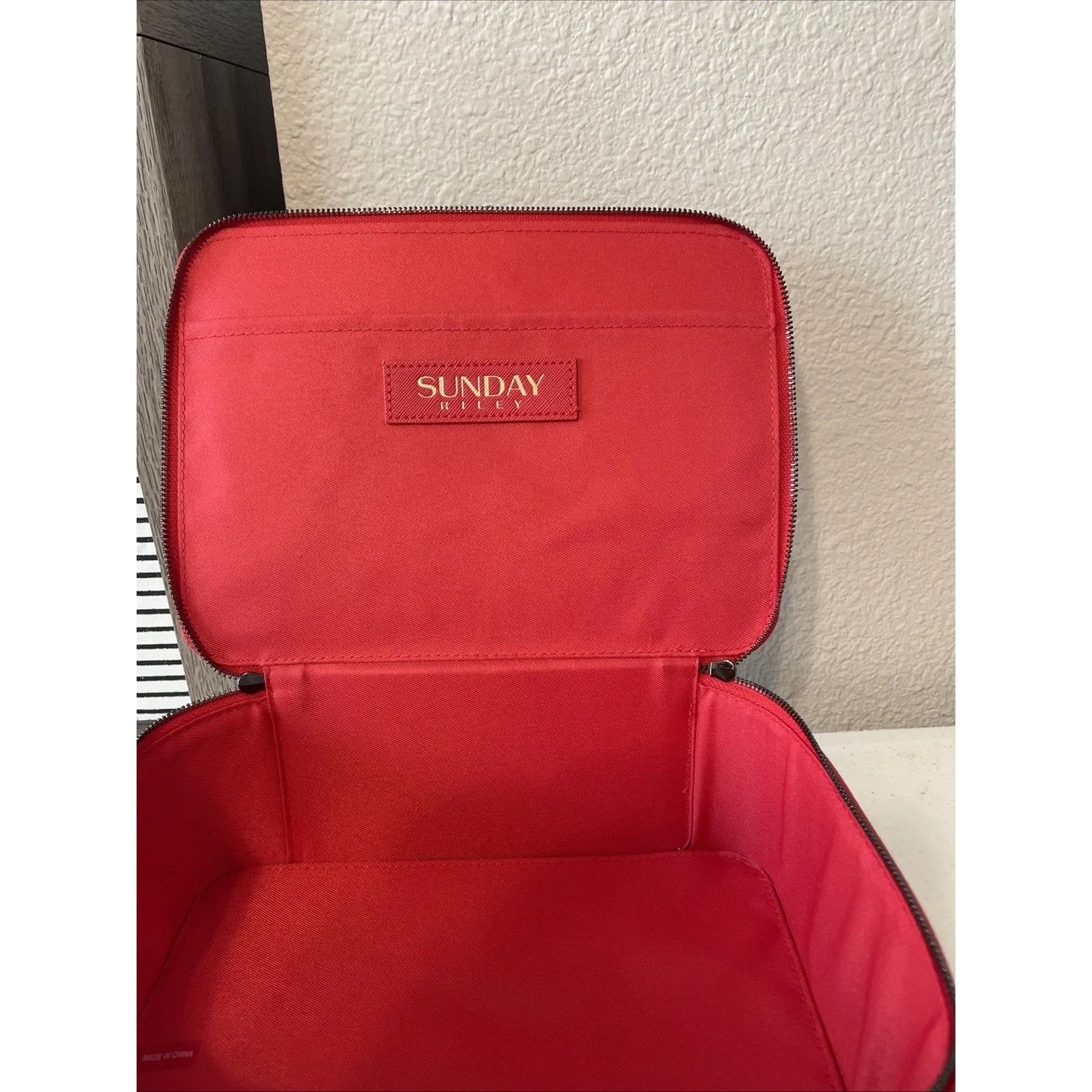 Sunday Riley Cosmetic Bag 10x7x4 Inches Red NEW - Image 9