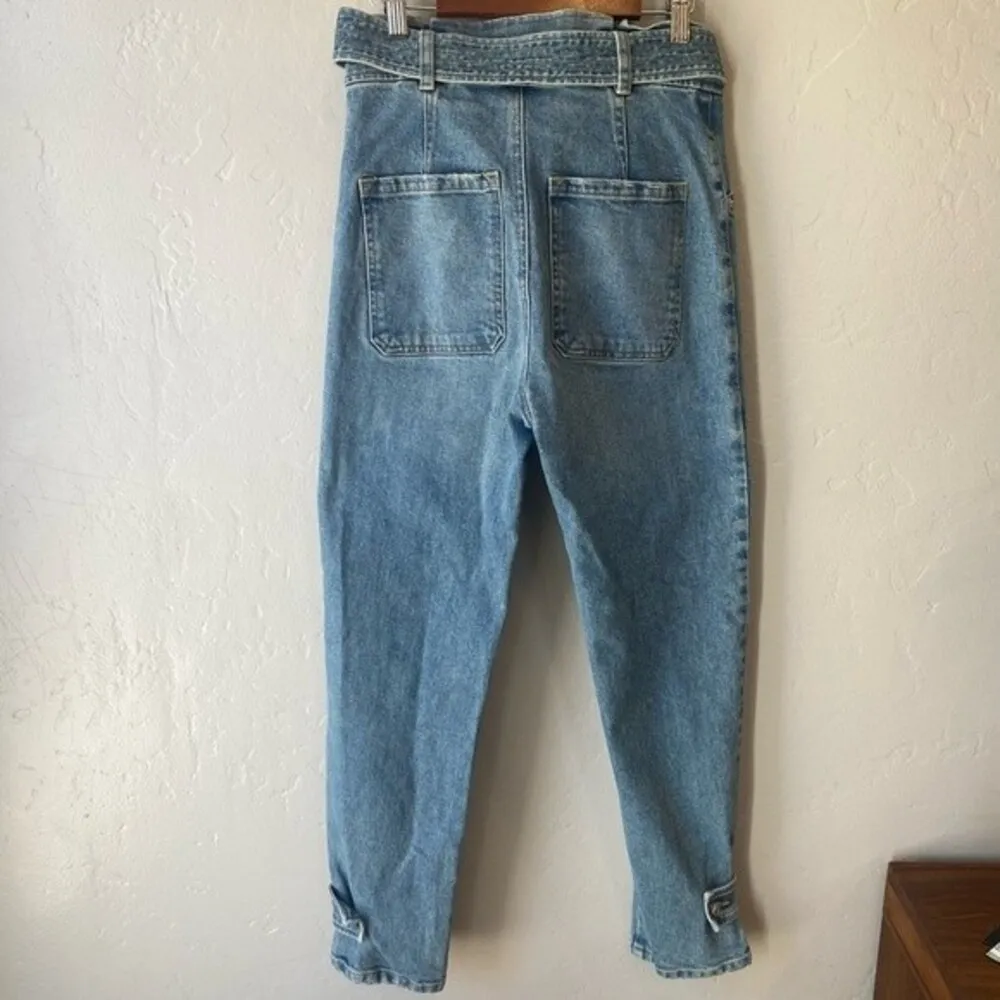 A.L.C. Luke High Waisted Paper Bag Denim Pants in Light Indigo - Image 7