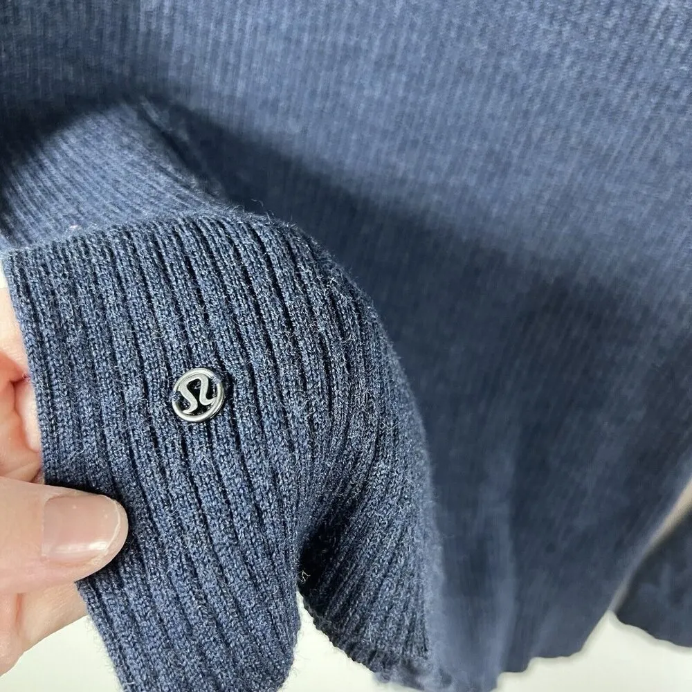 Lululemon Sweat And Savasana Sweater Navy Blue Size 4 Women’s Merino Wool Pocket - Image 7