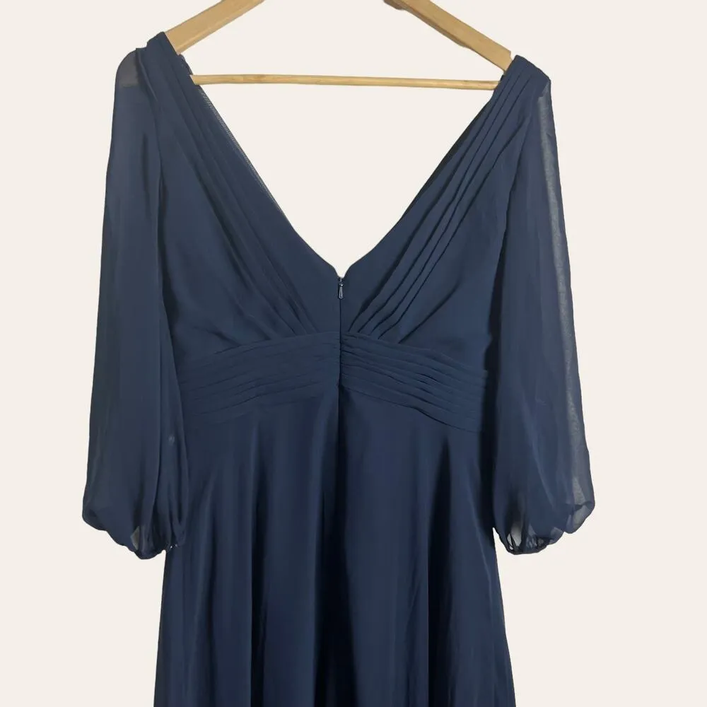 Navy Blue Pleated Chiffon V - Image 9