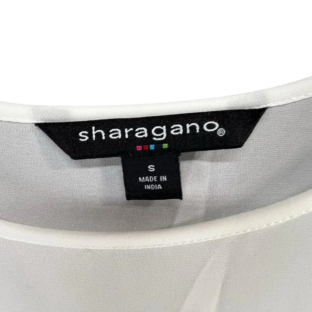 Sharagano Blouse Womens S White Bell Slit Sleeve Asymmetric Layers Modern Fairy - Image 13