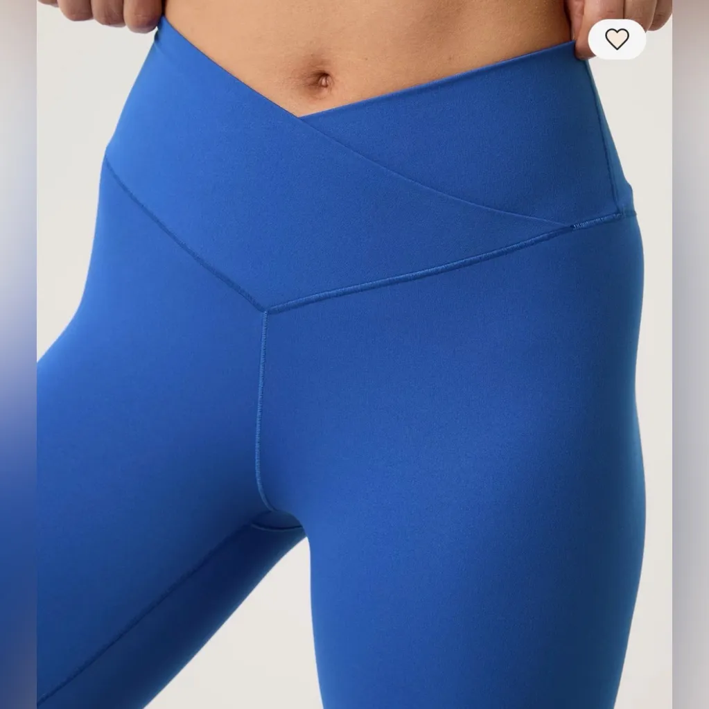 OFFLINE By Aerie Real Me High Waisted Crossover Flare Legging Blue Size Large - Image 3