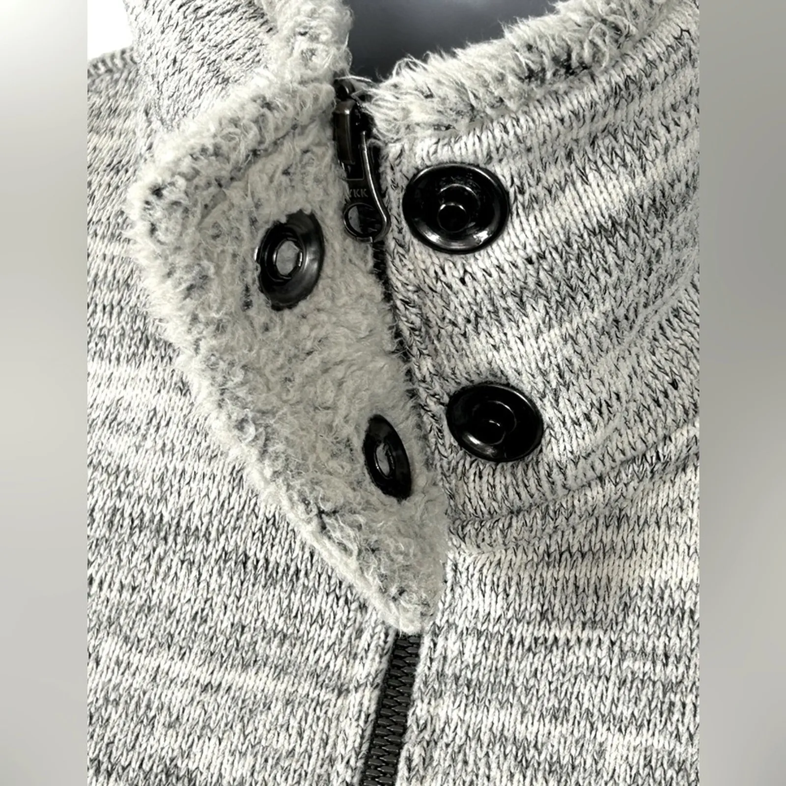 Kuhl Alaska Heather Gray/Black Marbled Zip Front Sweater Jacket Small - Image 14