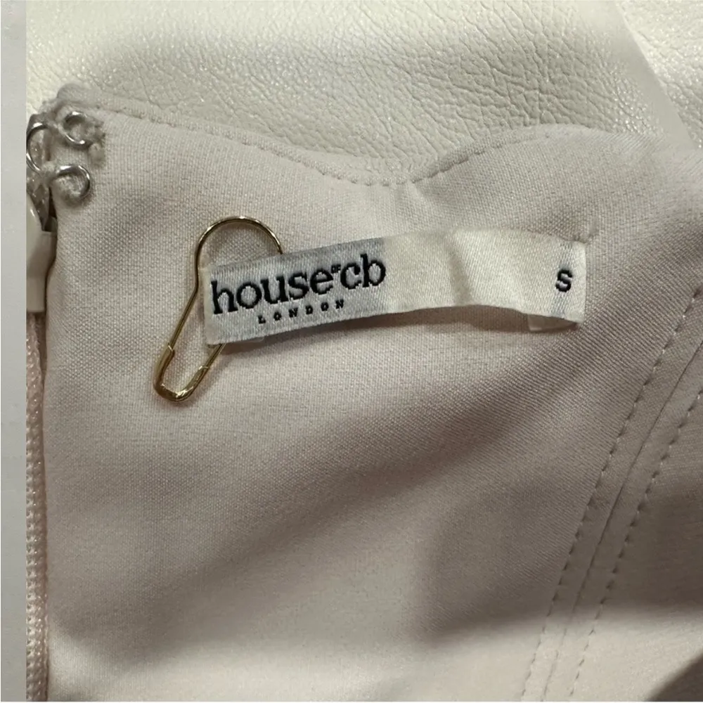 House Of CB Dress Camilla Faux Vegan-Leather Strapless Boned Midi Ivory S - Image 8