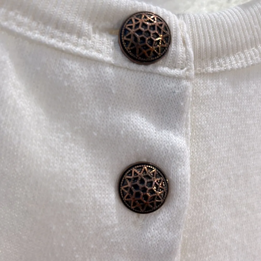 GITANO Vintage 80's Henley Sweatshirt Ivory - Image 4