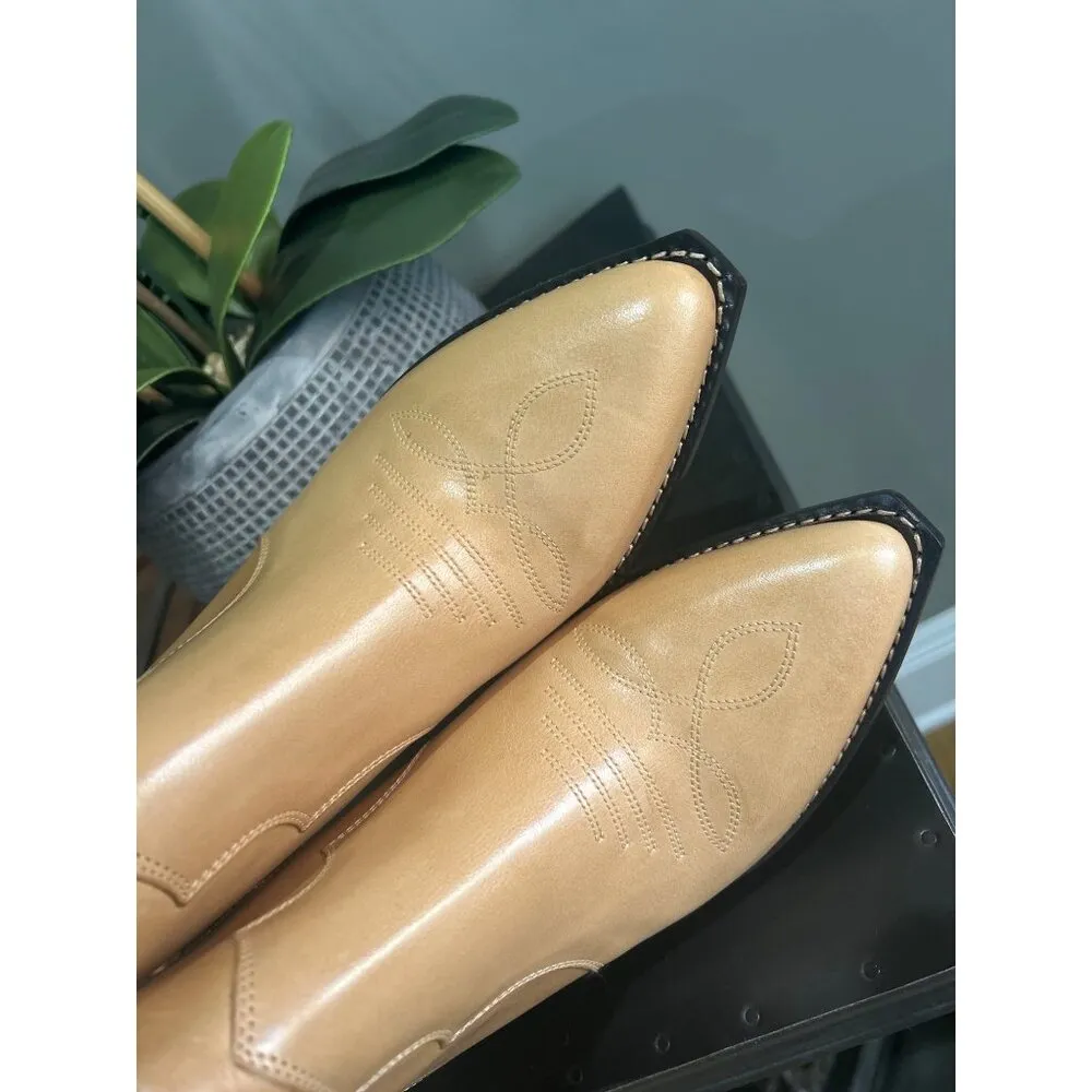 Isabel Marant Darizo Leather Western Booties Natural Tan Womens Size 37 - Image 11