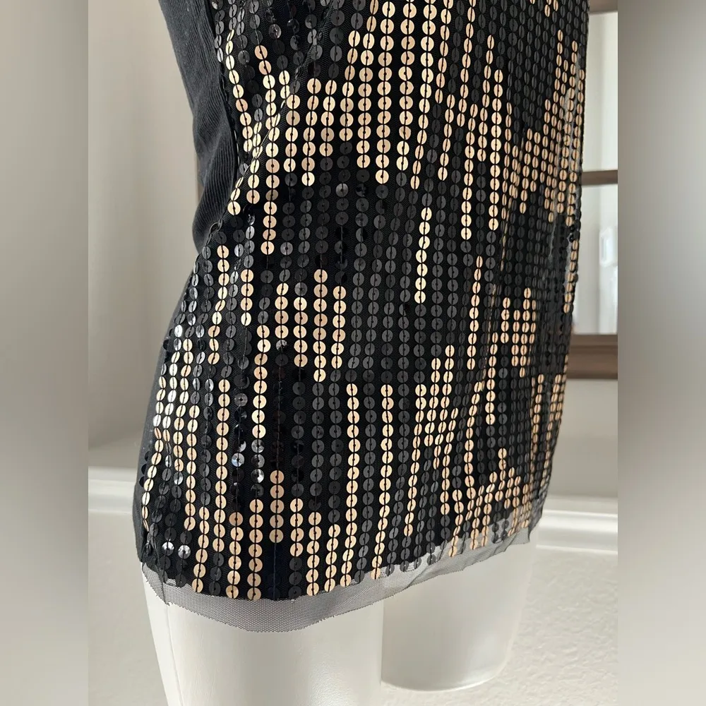 Romeo & Juliet Black Tank Top! w/Gold Sequins Size L - Image 7