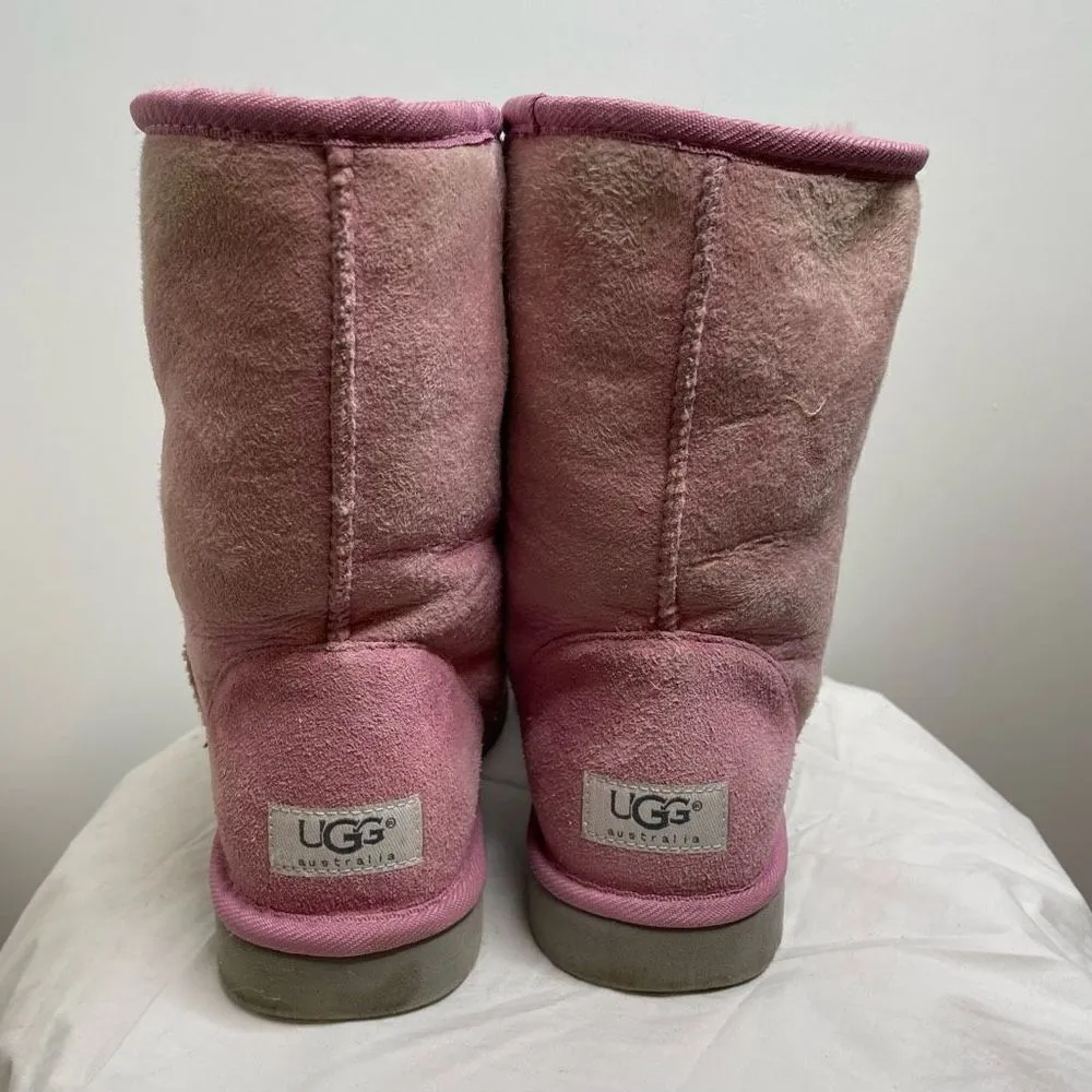 UGG Australia Classic‎ Short 5825 Leather Sheepskin Lined Winter Boots Pink 8 - Image 5