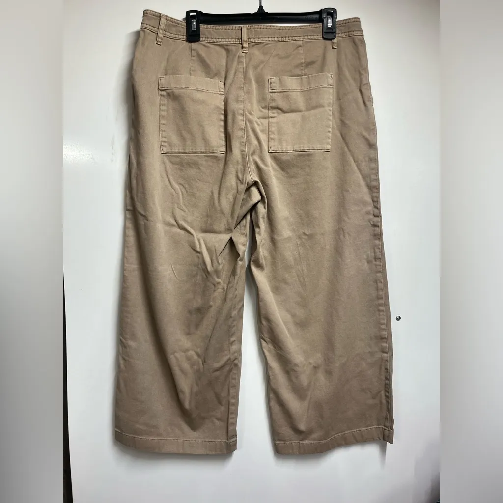 Jill Women's Cotton Canvas Crop Pants Wide Leg Light Brown Sugar Casual size 14 Tan - Image 5