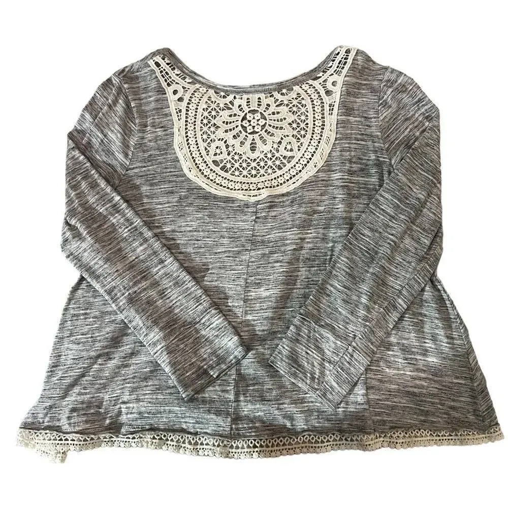Altar'd State Scoop Neck Sweater‎ Top With Lace Detail Size Medium - Image 3