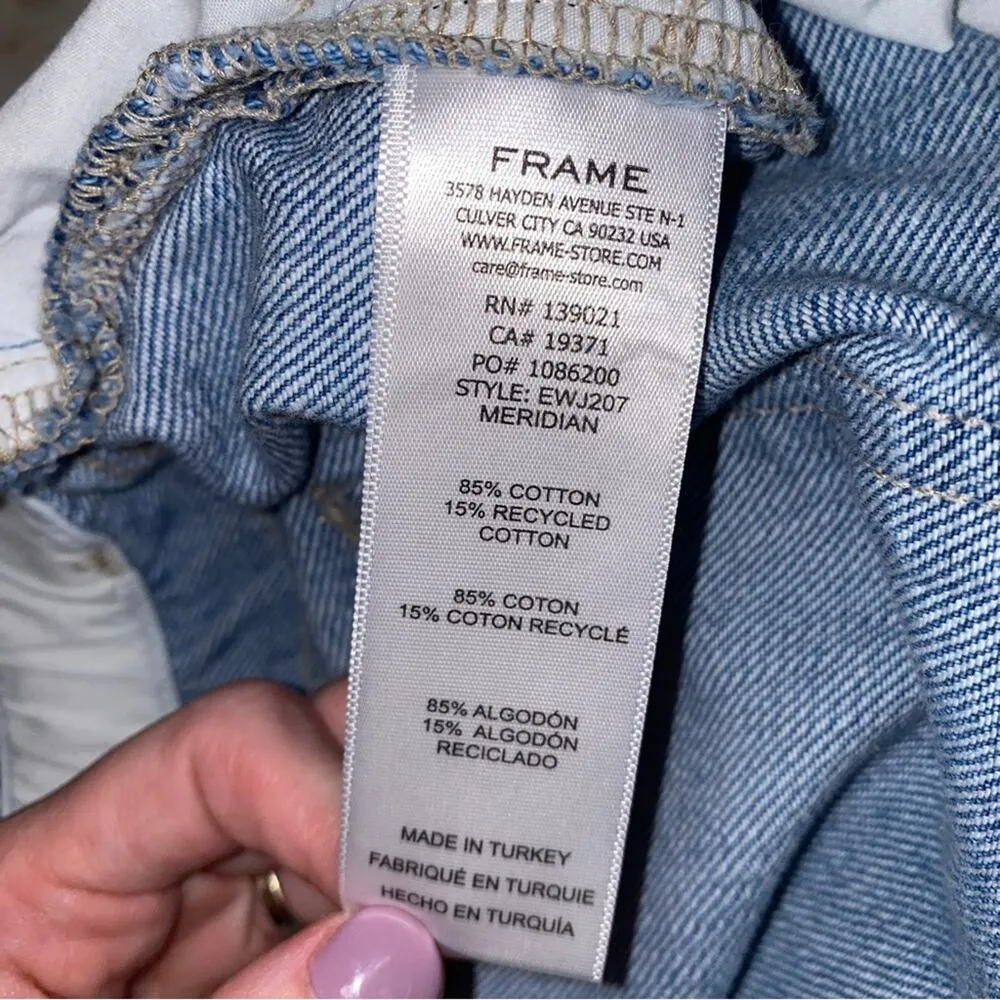 Frame Denim Meridian Paperbag Elastic Waist Straight Leg Jeans Size Large (30) - Image 12