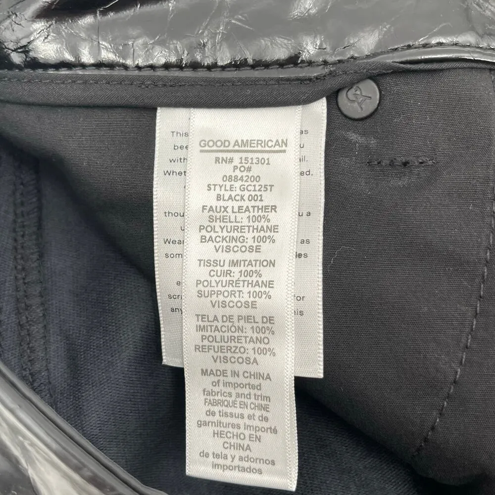 GOOD AMERICAN Pants 00/24 Faux Leather Black Crinkled Crinkle Good Classic NWT - Image 14