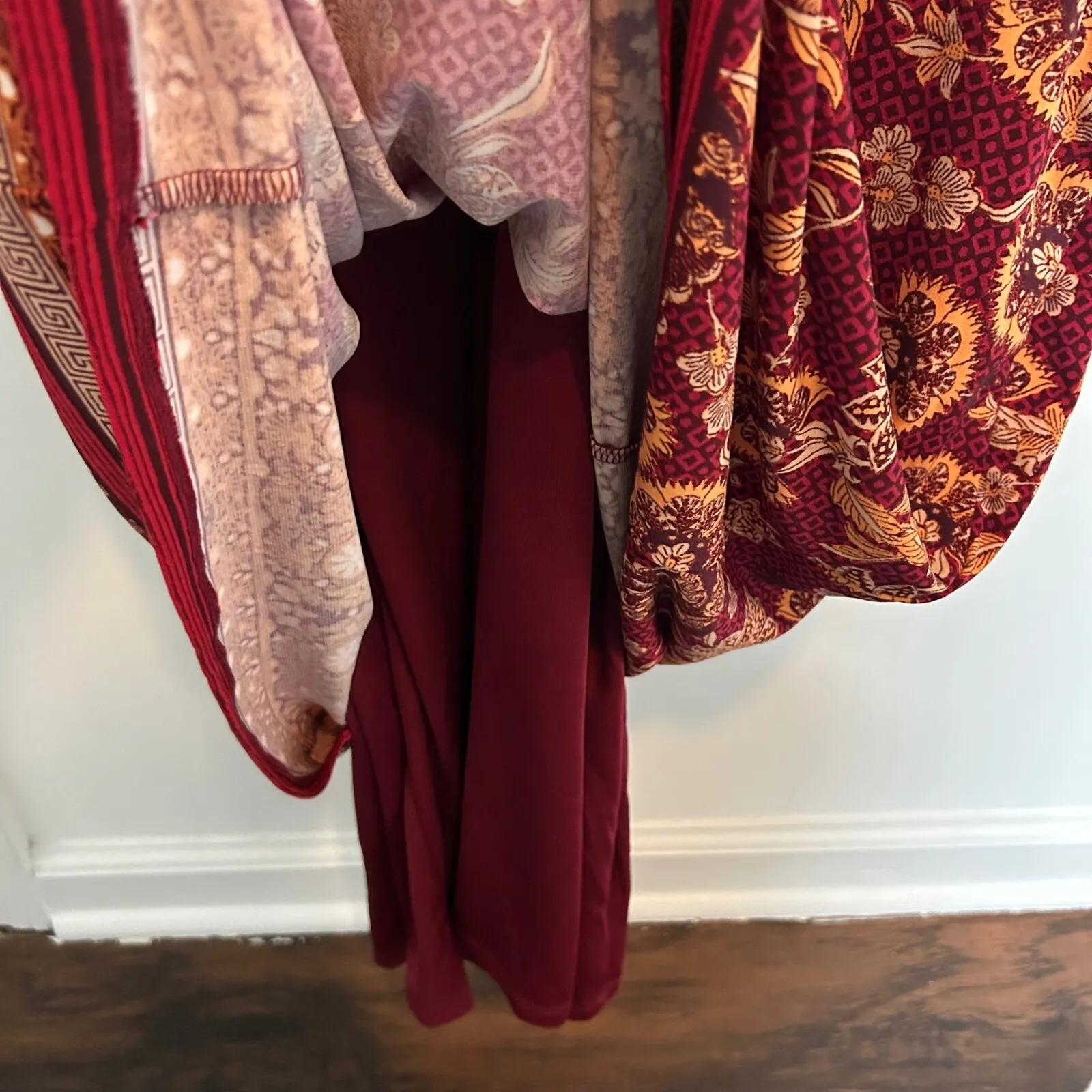 London Style Collection Floral Print Dress V-Neck Long Sleeve Casual Red Size 16 - Image 7