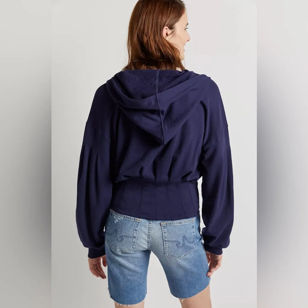 Anthropologie Maeve Cary Darted Zip-Up Hoodie Navy XL - Image 13