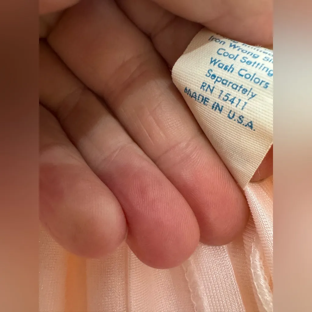 Vintage‎ Movie Star Nylon Midi Night Gown Pink Size Small - Image 5