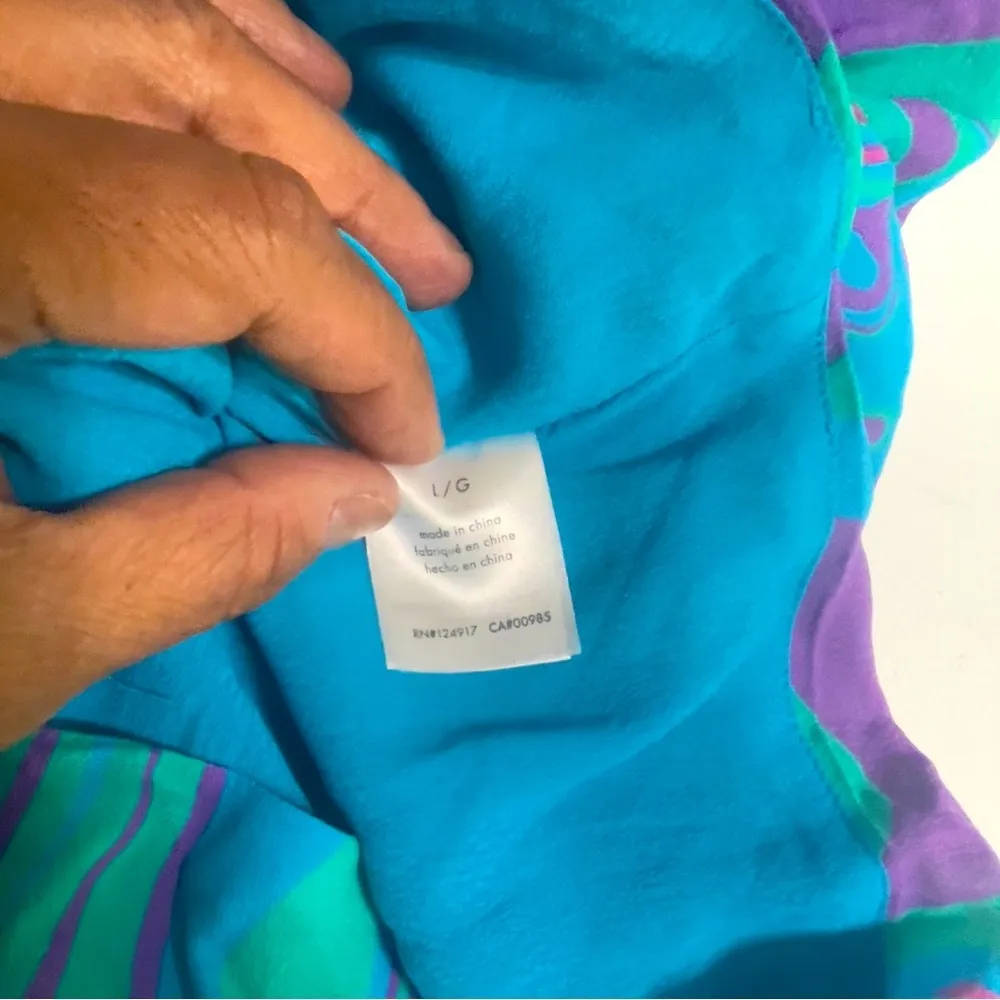 WEWOREWHAT RONNIE OCEAN BLUE MARBLE DRESS SIZE L - Image 9