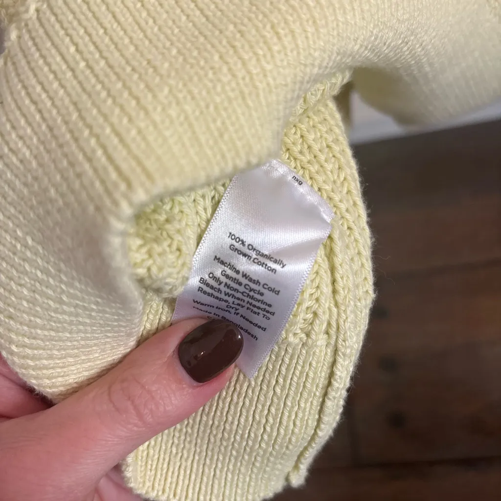 Haven Well Within Shaker Cardigan in Butter Yellow Organic Cotton Size Small - Image 3