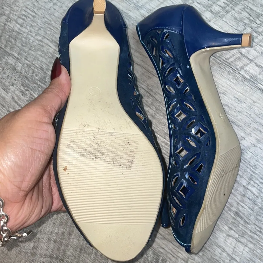 Rosso Brunello Italian Leather Navy Peep - Image 8